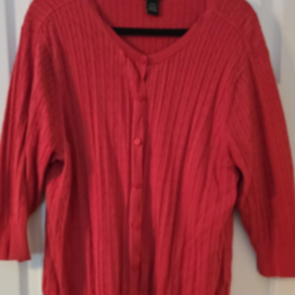 Lane Bryant Vibrant Red Button-Up Cardigan